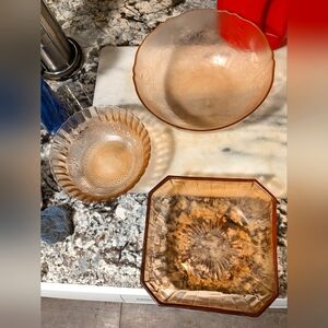 Lot of 3 pink glass bowls